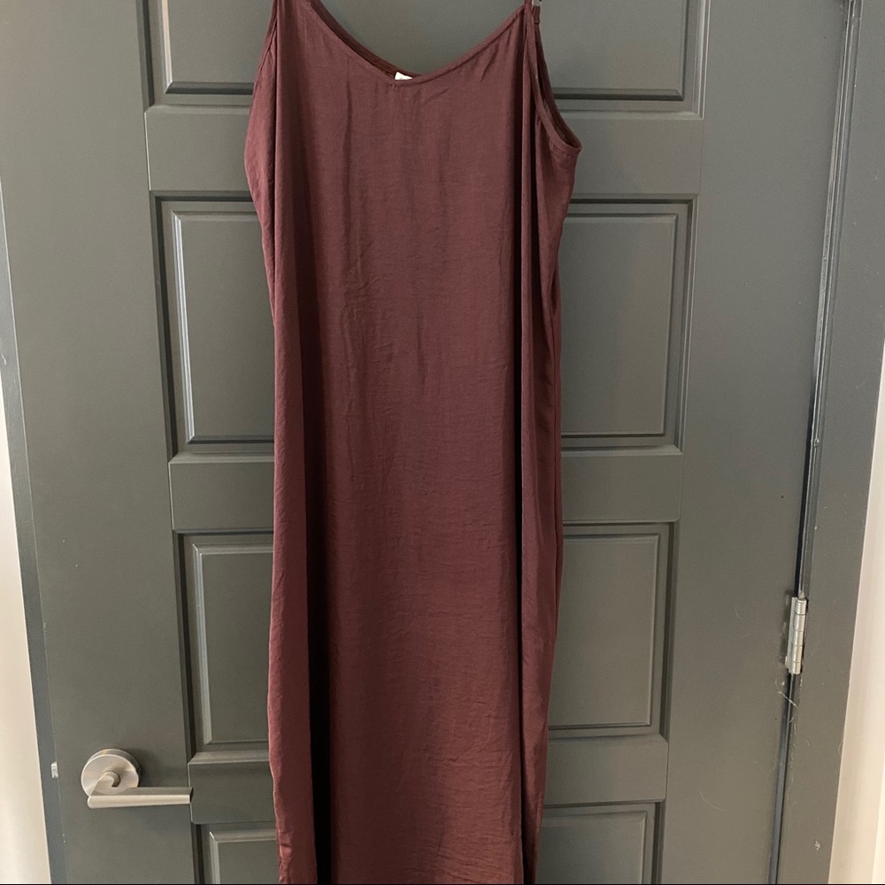 Aerie Satin Slip Midi-Length Dress